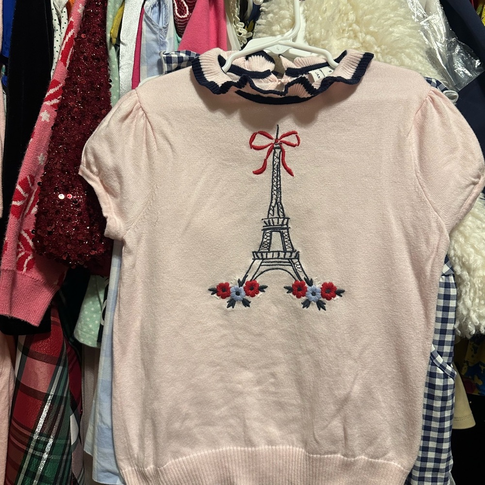 Janie and Jack Pink and Navy Striped Sweater